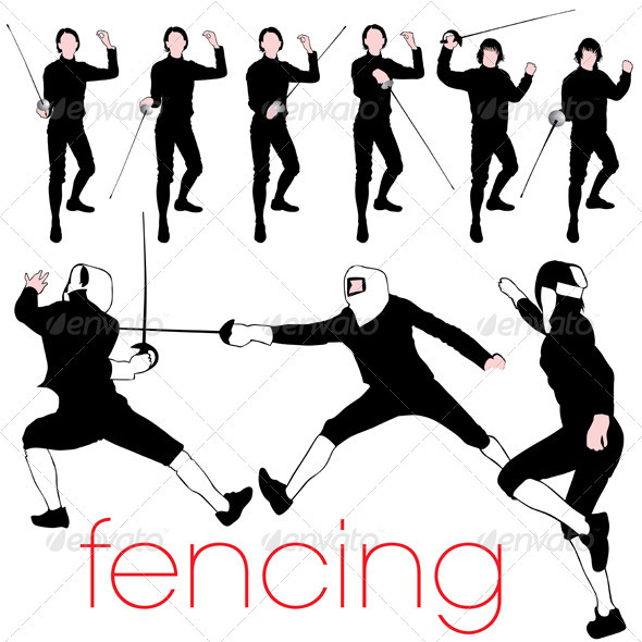 9 Detailed Fencing Silhouettes by kaludov GraphicRiver